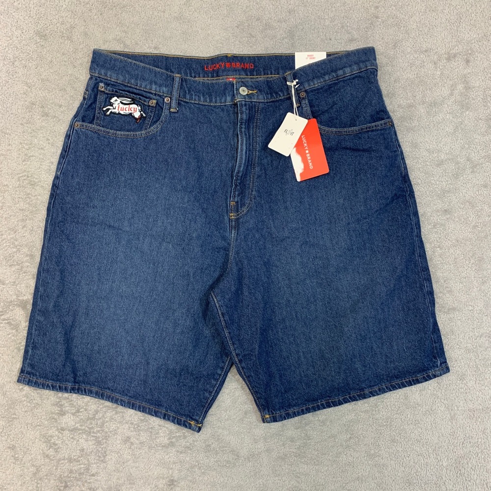 NWT Lucky Brand Baggy 11" Short Denim Shorts Men's  40 Blue Cotton Blend